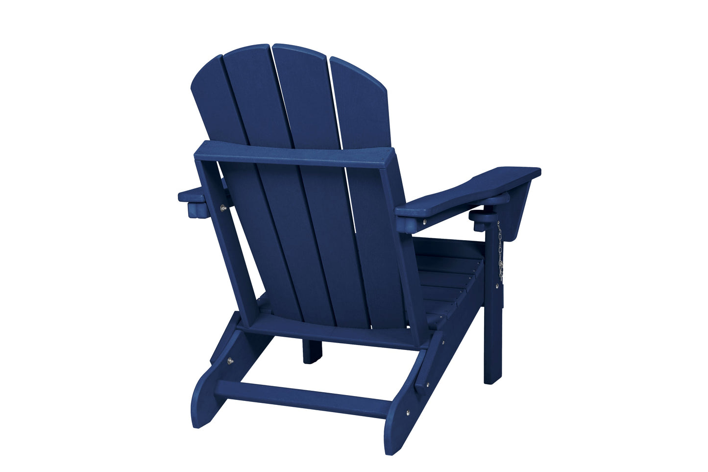 Folding Adirondack Chair with Side Table, 3-Piece Adirondack Chair Set with Wood Texture, Navy Blue(includes 2 Chairs and 1 Table)
