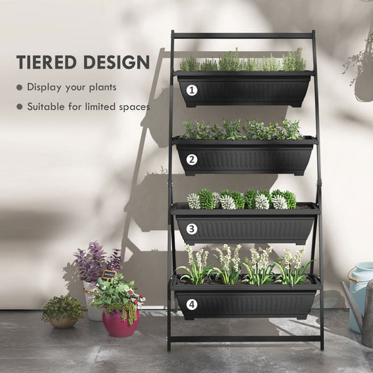 PolyTEAK 4-Tier Vertical Garden Planter Ideal for Small Patios, Balconies and Decks - Grow More Vegetables, Flowers & Herbs