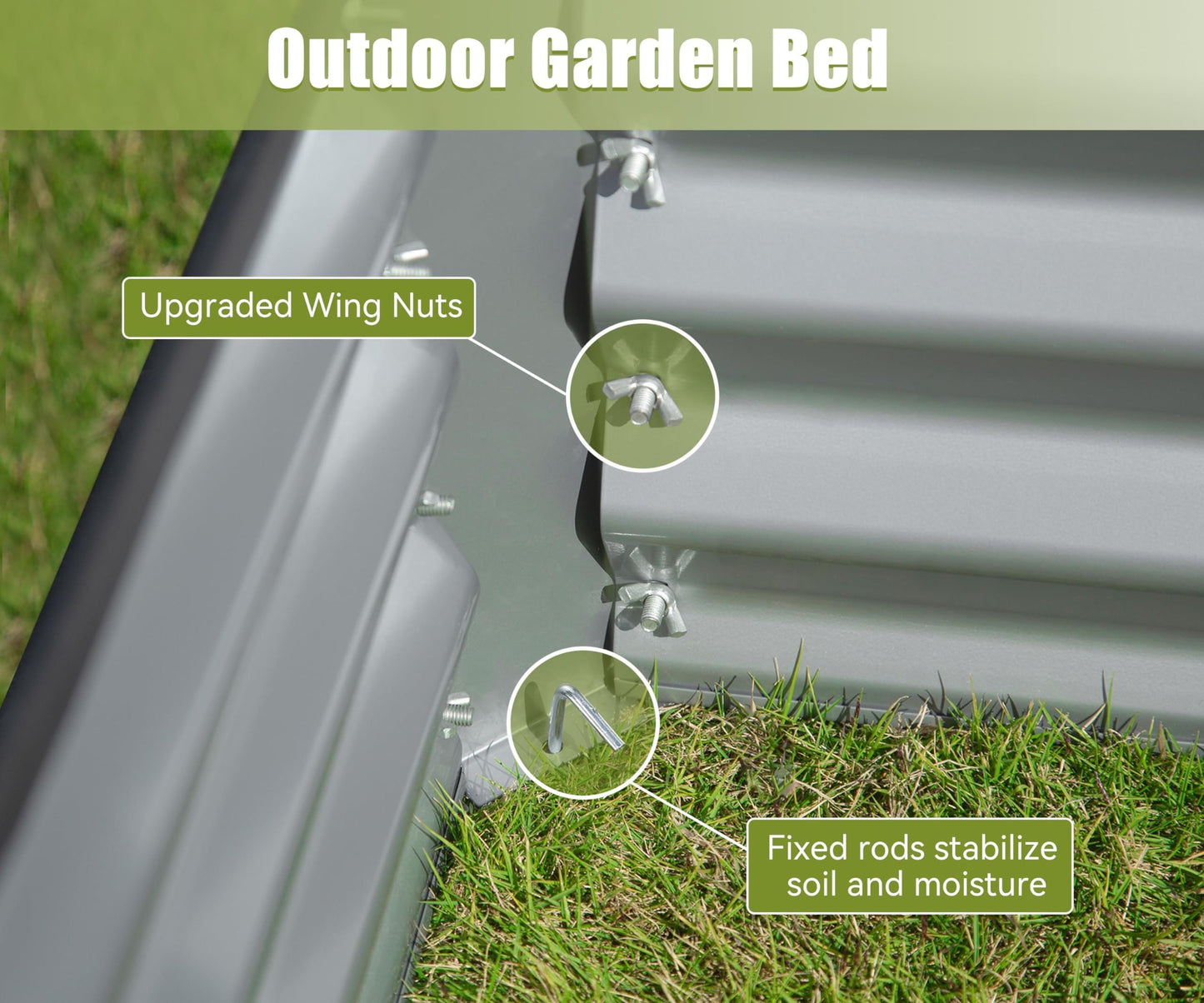 PolyTEAK Silver Galvanized Raised Garden Bed - Outdoor Planter Box for Vegetables, Fruits & Flowers