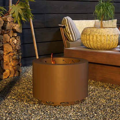 PolyTEAK Portable Stainless Smokeless Fire Pit with Poker for Campfire, Backyard Picnic, and Camping