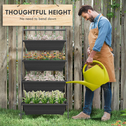 PolyTEAK 4-Tier Vertical Garden Planter Ideal for Small Patios, Balconies and Decks - Grow More Vegetables, Flowers & Herbs