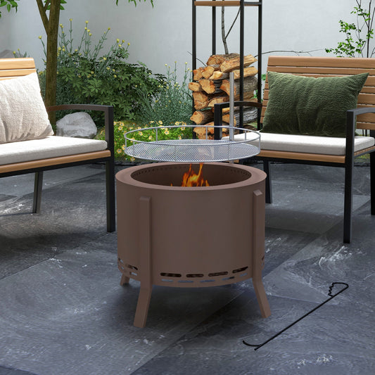 PolyTEAK 2-in-1 Portable Smokeless Fire Pit with Grill for Backyard Patio Picnic, Camping, Bonfire