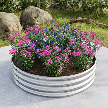 PolyTEAK Round Metal Raised Garden Bed/Planter Box Ideal for Vegetables, Fruits, Flowers, and Herbs
