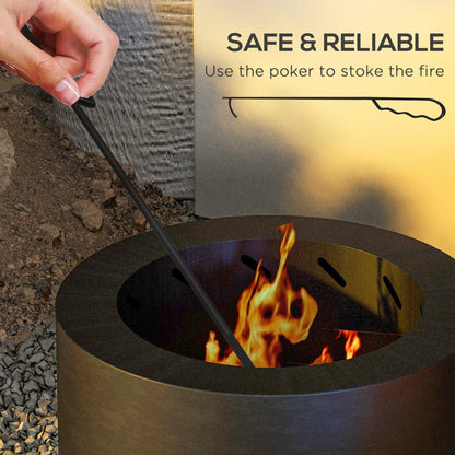 PolyTEAK Portable Stainless Smokeless Fire Pit with Poker for Campfire, Backyard Picnic, and Camping
