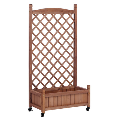 PolyTEAK 2-Pack Raised Garden Beds with Trellis, Outdoor Wooden Plant Box, and Plant Stand - Perfect for Vines and Flowers