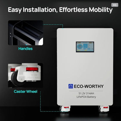 Eco-Worthy PowerMega 314 | 51.2V 314AH Lithium Battery 16kWh | Bluetooth & WiFi | Active Balance