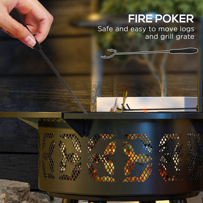PolyTEAK 2-in-1 Black Portable Fire Pit for BBQ Grill, Camping Bonfire Stove, Backyard, Patio, Picnic