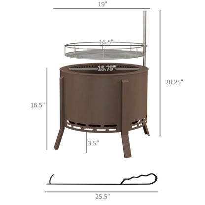 PolyTEAK 2-in-1 Portable Smokeless Fire Pit with Grill for Backyard Patio Picnic, Camping, Bonfire