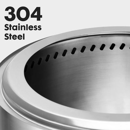 PolyTEAK Portable Tabletop Stainless Steel Fire Pit for Outdoor Patio, Backyard Picnic, Bonfire, and Camping