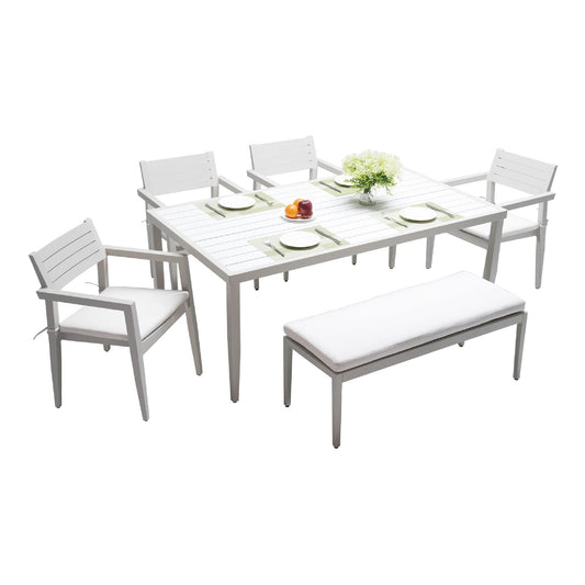 Aluminum Outdoor Patio Bench with Plush Cushion