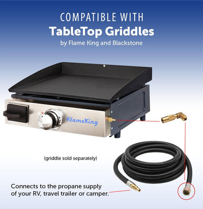 Flame King 12ft RV Quick Connect Hose Adapter for 17" or 22" Griddle