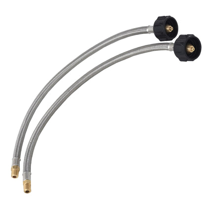 Flame King 1/4" NPT Stainless Steel Braided Propane Pigtail Hose 2 Pack for RV Regulators, 18 inches