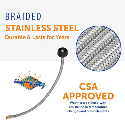 Flame King 1/4" NPT Stainless Steel Braided Propane Pigtail Hose 2 Pack for RV Regulators, 18 inches