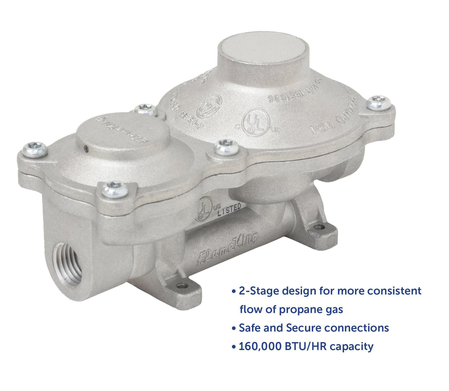 Flame King 2-Stage 160,000 BTU Propane LP Vertical Super Compact Regulator