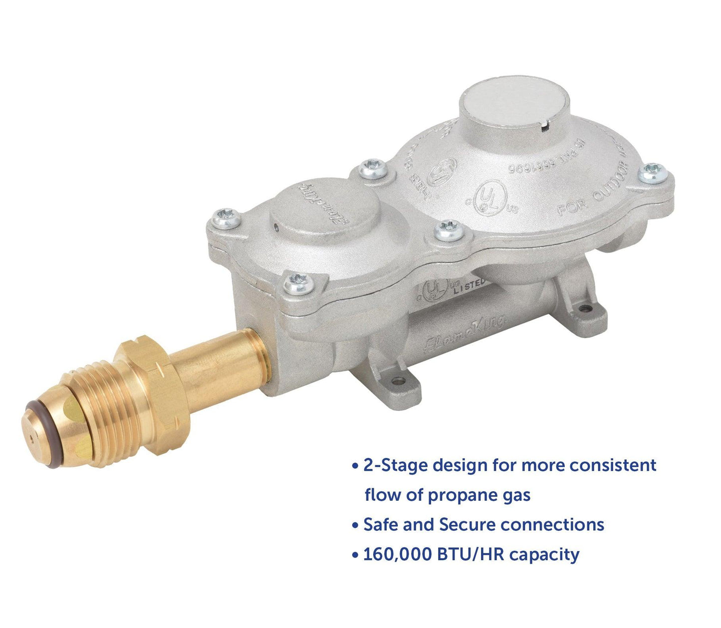 Flame King 2-Stage 160,000 BTU Propane LP Horizontal Super Compact Regulator
