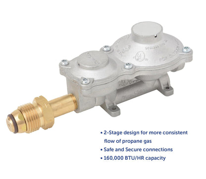 Flame King 2-Stage 160,000 BTU Propane LP Horizontal Super Compact Regulator