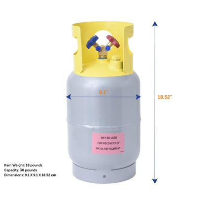 Flame King 30 lb Refrigerant Recovery Cylinder Tank with SCG Y-Valve
