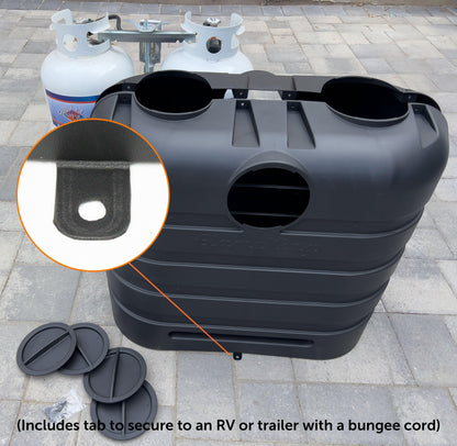Flame King Dual 30LB LP Propane Tank Light Plastic Heavy Duty Cover RV Trailer Black