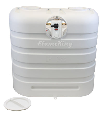 Flame King Dual 30LB LP Propane Tank Light Plastic Heavy Duty Cover RV Trailer White