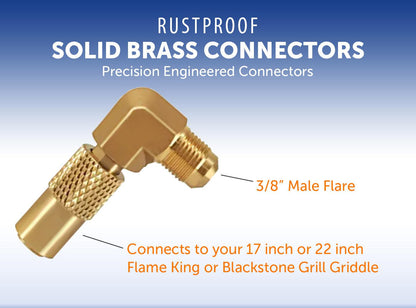 Flame King Elbow Adapter with 3/8" Male Flare for 17" or 22" Griddle