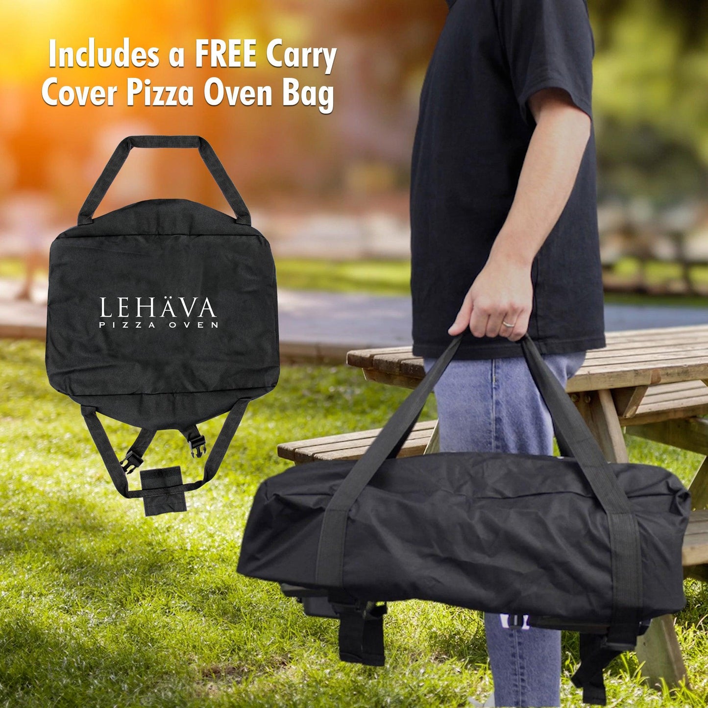 Flame King Outdoor Portable 14-inch Propane Pizza Oven Gas 360 Degree Rotating Stone