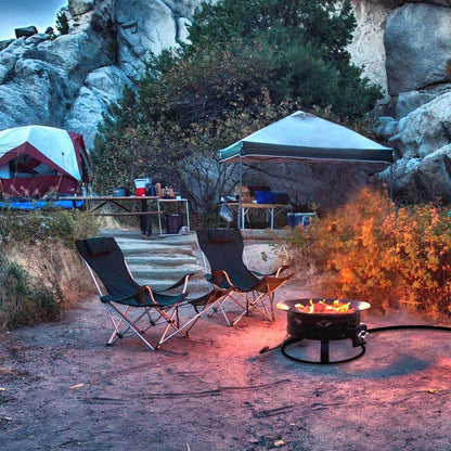 Flame King Outdoor Portable Propane Gas 19″ Fire Pit Bowl with Self Igniter Cover Carry Straps