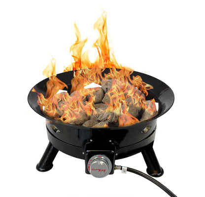 Flame King Outdoor Portable Propane Gas 24" Fire Pit Bowl with Self Igniter Cover Carry Straps