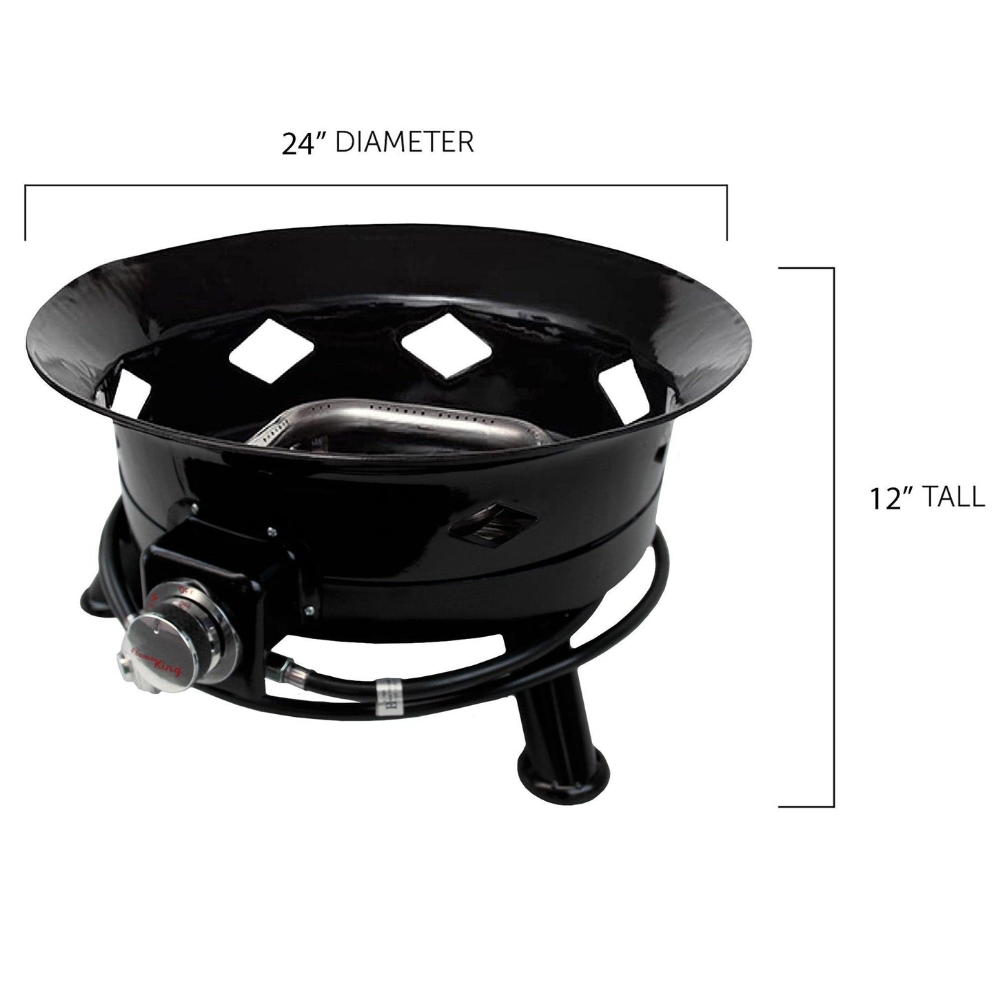 Flame King Outdoor Portable Propane Gas 24" Fire Pit Bowl with Self Igniter Cover Carry Straps