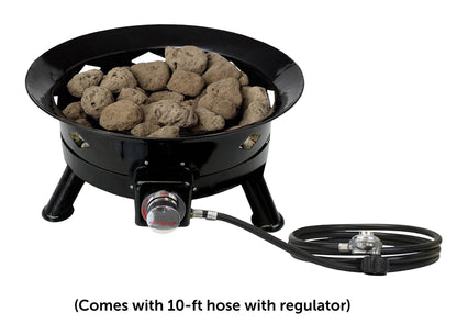Flame King Outdoor Portable Propane Gas 24" Fire Pit Bowl with Self Igniter Cover Carry Straps