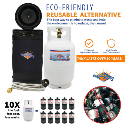 Flame King Propane Gas Hauler Kit 10lb Propane Tank, Adapter Hose and Insulated Protective Carry Case