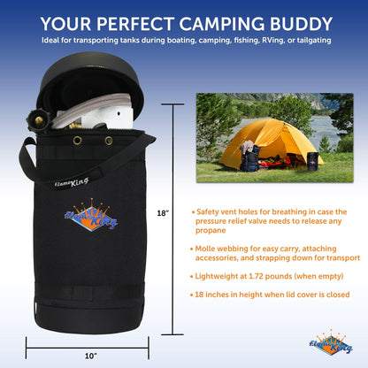 Flame King Propane Gas Hauler Kit 10lb Propane Tank, Adapter Hose and Insulated Protective Carry Case
