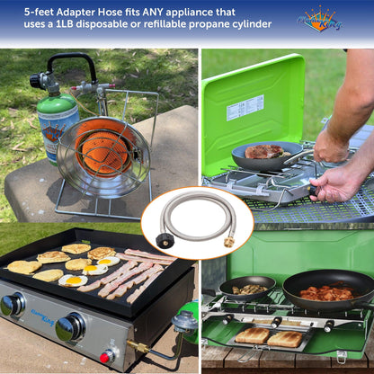 Flame King Propane Gas Hauler Kit 5lb Gauge Propane Tank, Adapter Hose and Insulated Protective Carry Case