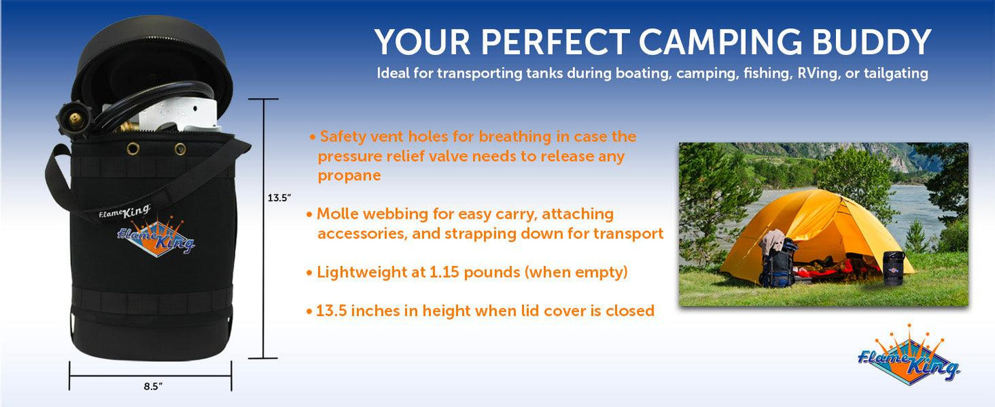 Flame King Propane Gas Hauler Kit 5lb Propane Tank, Adapter Hose and Insulated Protective Carry Case