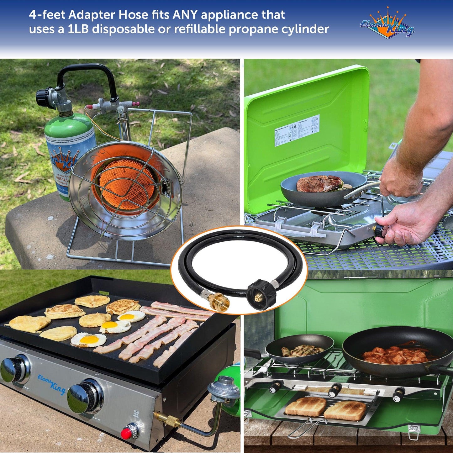 Flame King Propane Gas Hauler Kit 5lb Propane Tank, Adapter Hose and Insulated Protective Carry Case