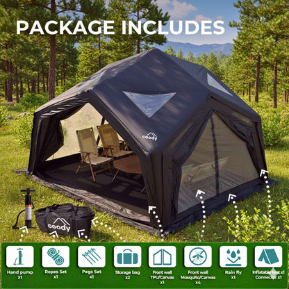 Coody Air Tent Hub Shelter Black Inflatable Tents for Camping (2-6 Person)