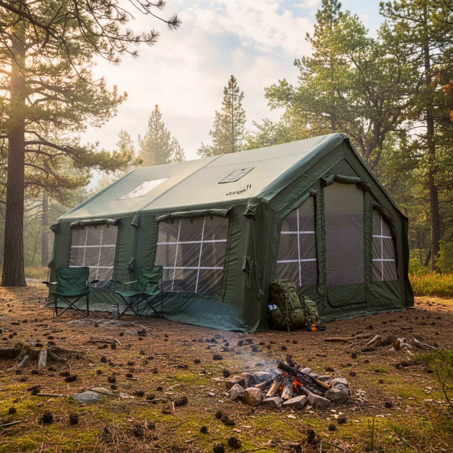 Coody Familia AirTent 13.6 Forest Green Inflatable Tent House for Camping (2-8 Person)