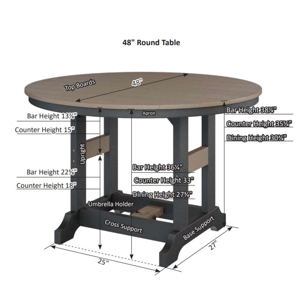 Berlin Gardens Garden Classic Poly Round 48" Table