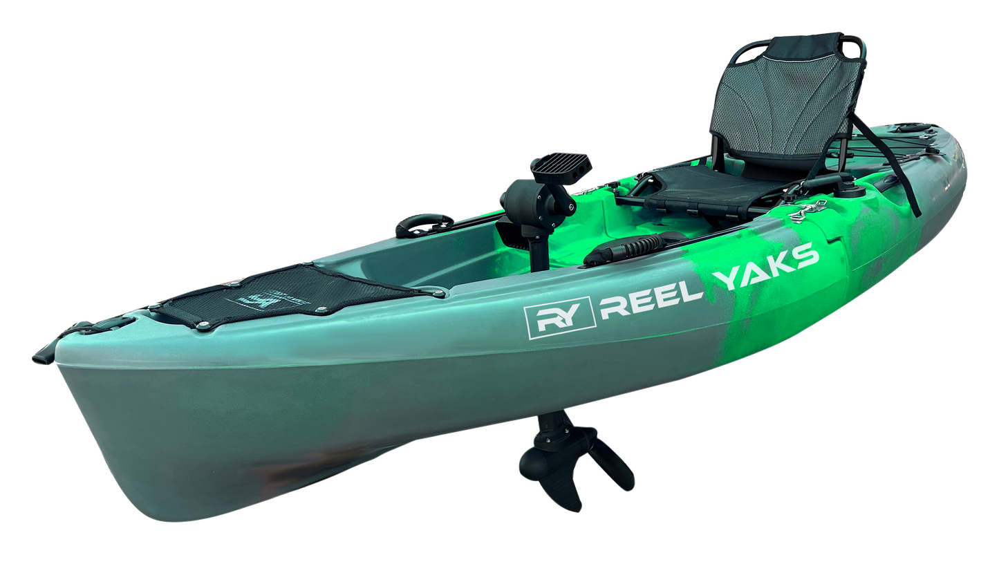Reel Yaks 9.5ft Raptor Modular Propeller Drive Pedal Fishing Kayak | 380lbs Capacity | 2 Piece