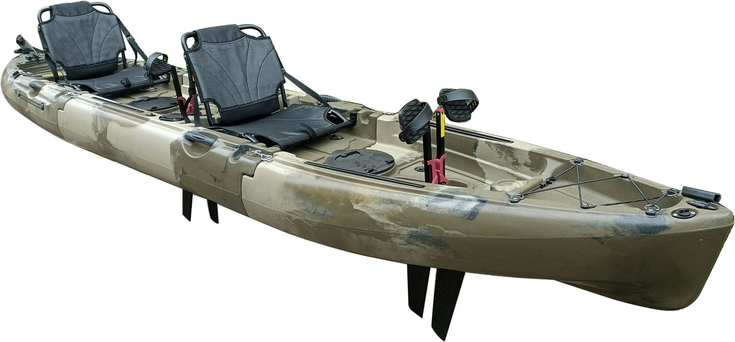 Reel Yaks 14ft Raptor Tandem or Solo Modular Raptor Fin or Prop Drive Pedal Fishing Kayak | 520lbs Capacity | 3 Piece