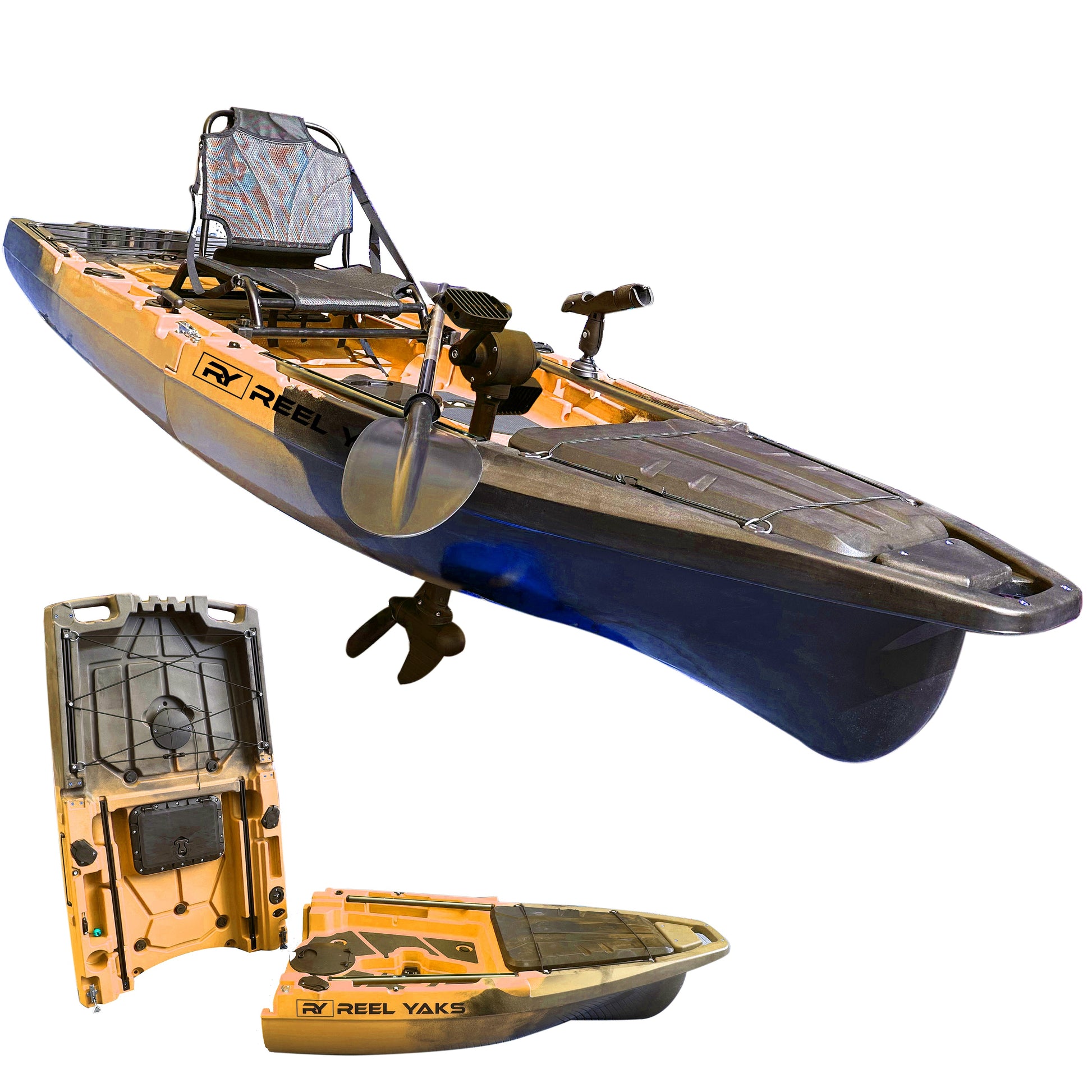 Recon 10ft Propeller Drive Modular Fishing Kayak Blue Gray / in 1