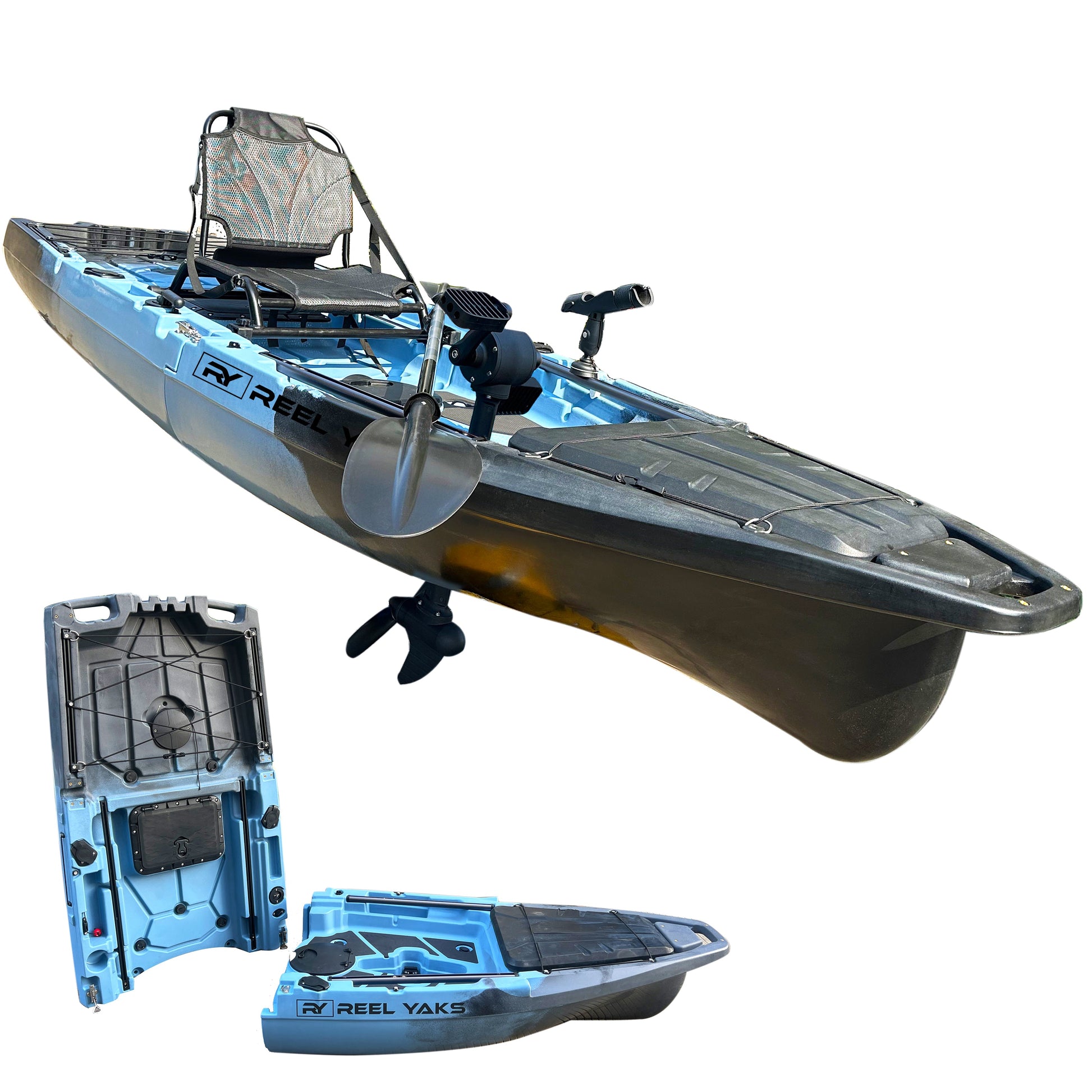 Recon 10ft Propeller Drive Modular Fishing Kayak Blue Gray / in 1
