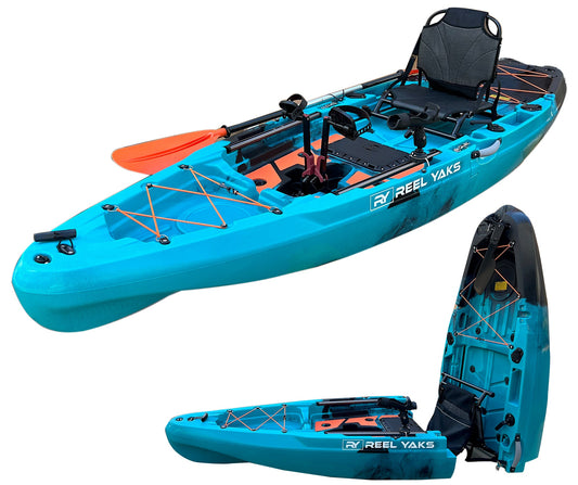 Reel Yaks 10.8ft Rapido Modular Fin Drive Pedal Fishing Kayak | 440lbs Capacity | 2 Piece