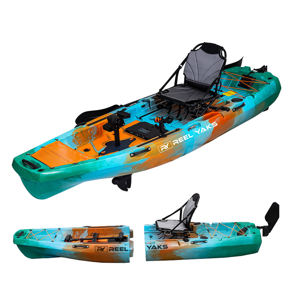 Reel Yaks 10ft Radar Modular Propeller Drive Pedal Fishing Kayak | 430lbs Capacity | 2 Piece