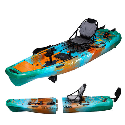 Reel Yaks 10ft Radar Modular Propeller Drive Pedal Fishing Kayak | 430lbs Capacity | 2 Piece