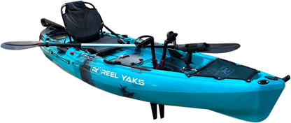 Reel Yaks 9.5ft Raptor Modular Fin Drive Pedal Fishing Kayak | 380lbs Capacity | 2 Piece