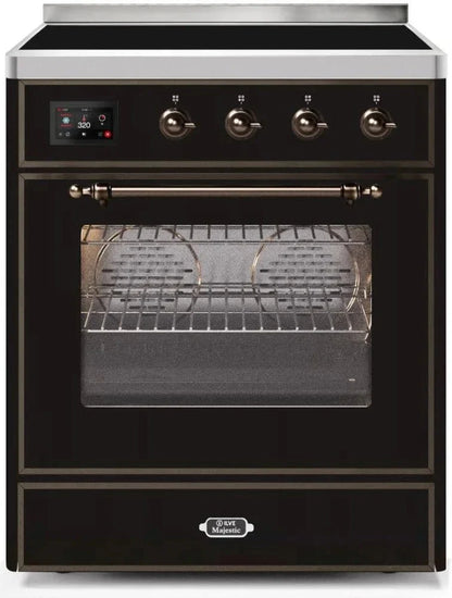 ILVE 30 in. Majestic II Induction Range Glossy Black Bronze Trim UMI30NE3BKB