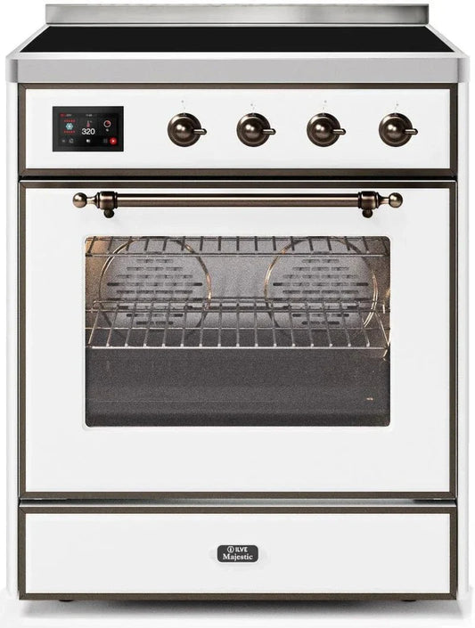 ILVE Majestic II 30"Electric Range White w/Bronze Trim UMI30NE3WHB