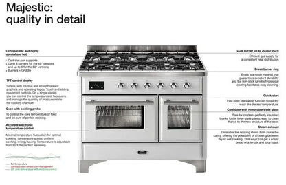 ILVE Majestic II 36" Dual Fuel Range White Bronze Trim UM09FDNS3WHB