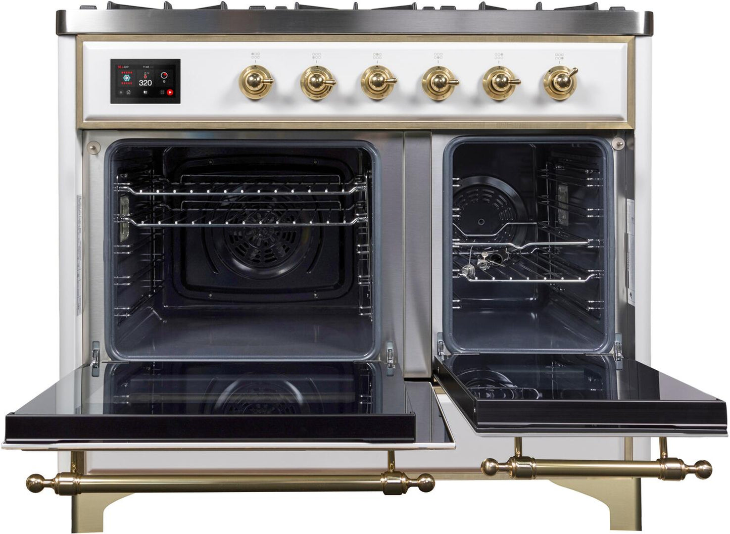 ILVE Majestic II 40" Liquid Propane Dual Fuel  Range White Brass Trim UMD10FDNS3WHGLP