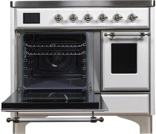 ILVE Majestic II 40" Induction Range White Chrome Trim UMDI10NS3WHC